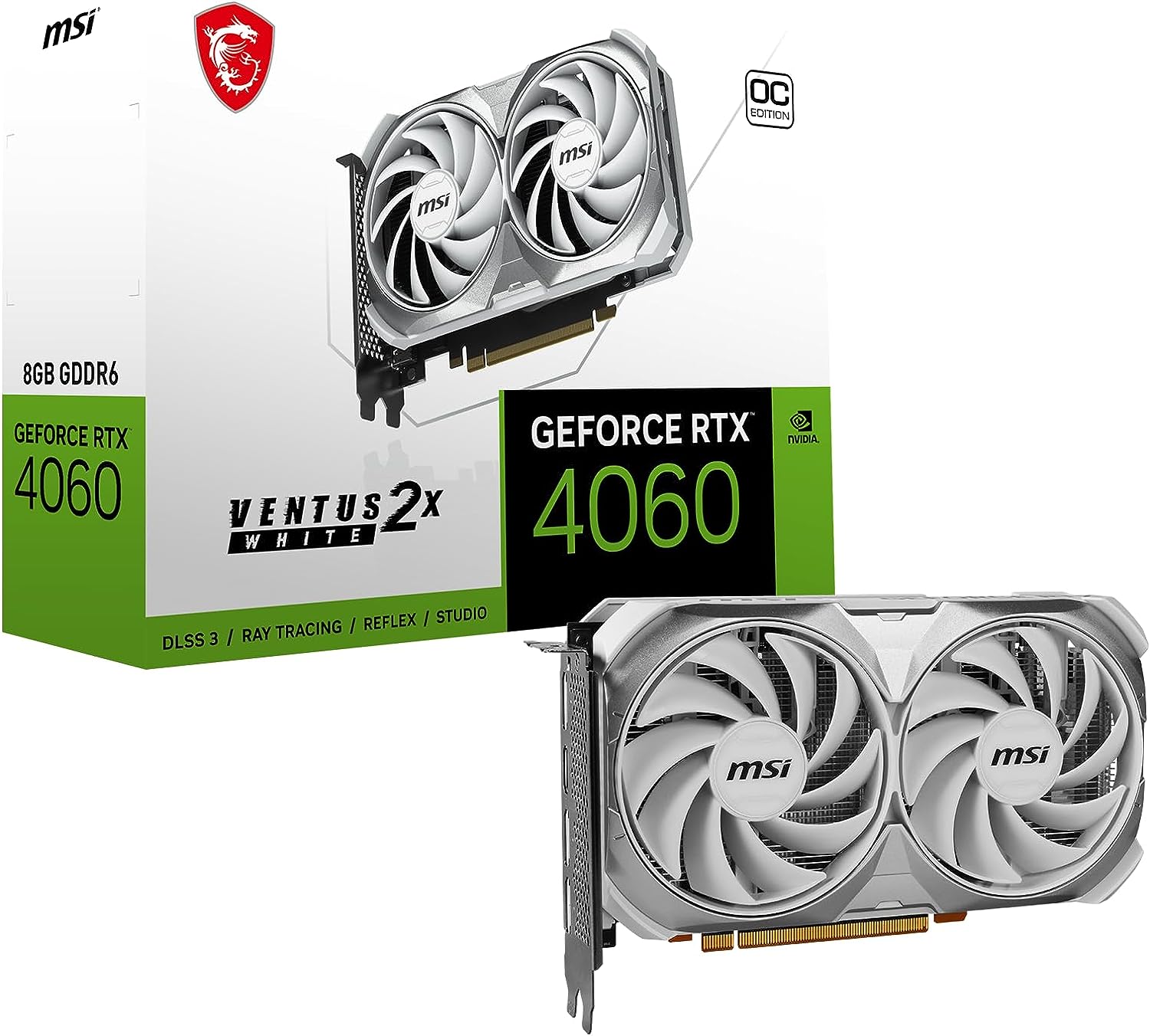 MSI Graphic Card RTX 4060 Ventus 2X White OC 8GB GDRR6 MSI Graphic Card RTX 4060 Ventus 2X White OC 8GB GDRR6